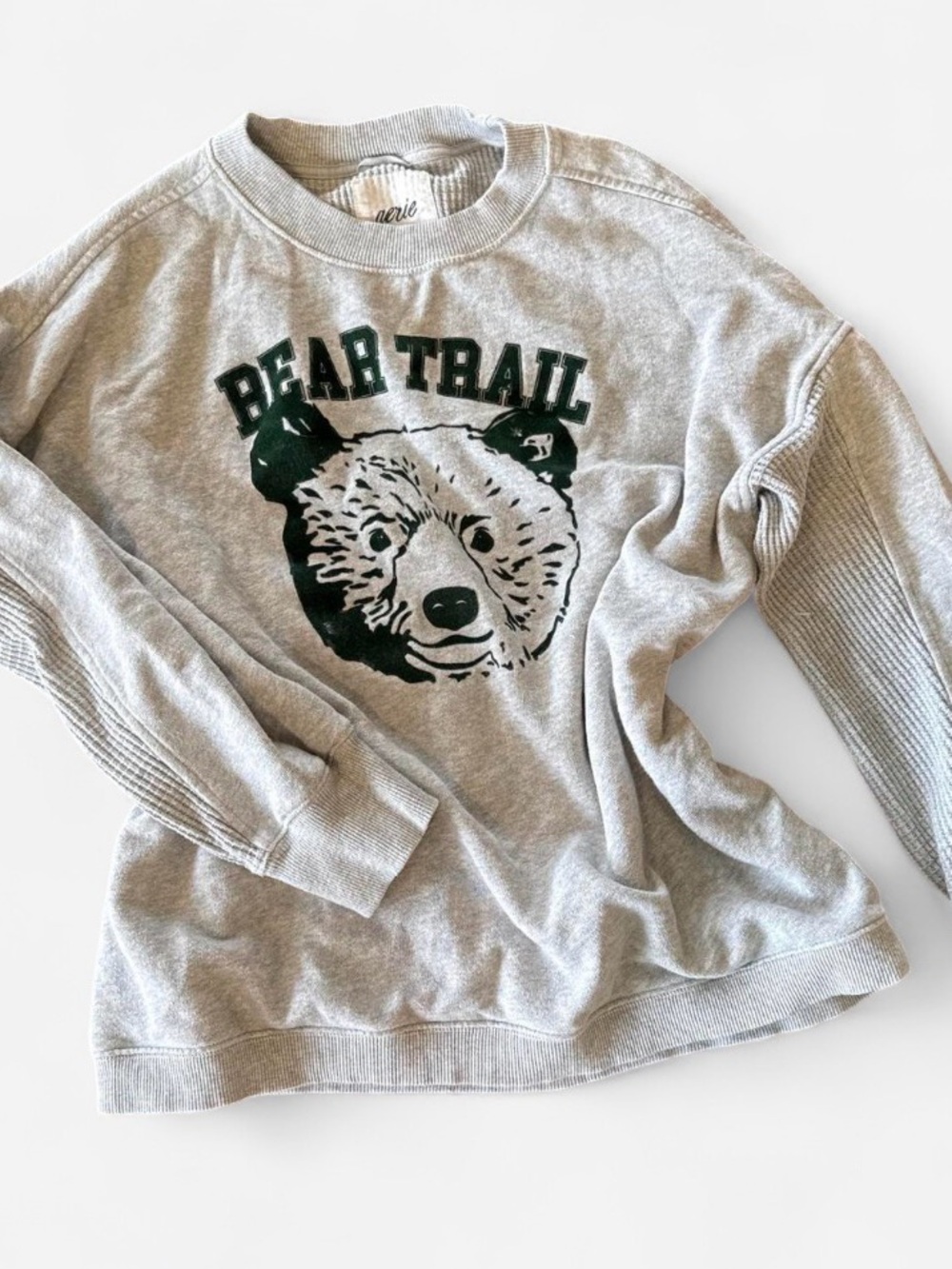 Aerie Bear Trail Graphic Crewneck Sweater - Gray